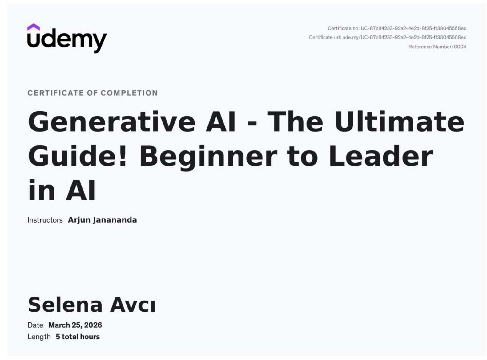 Generative AI certificate