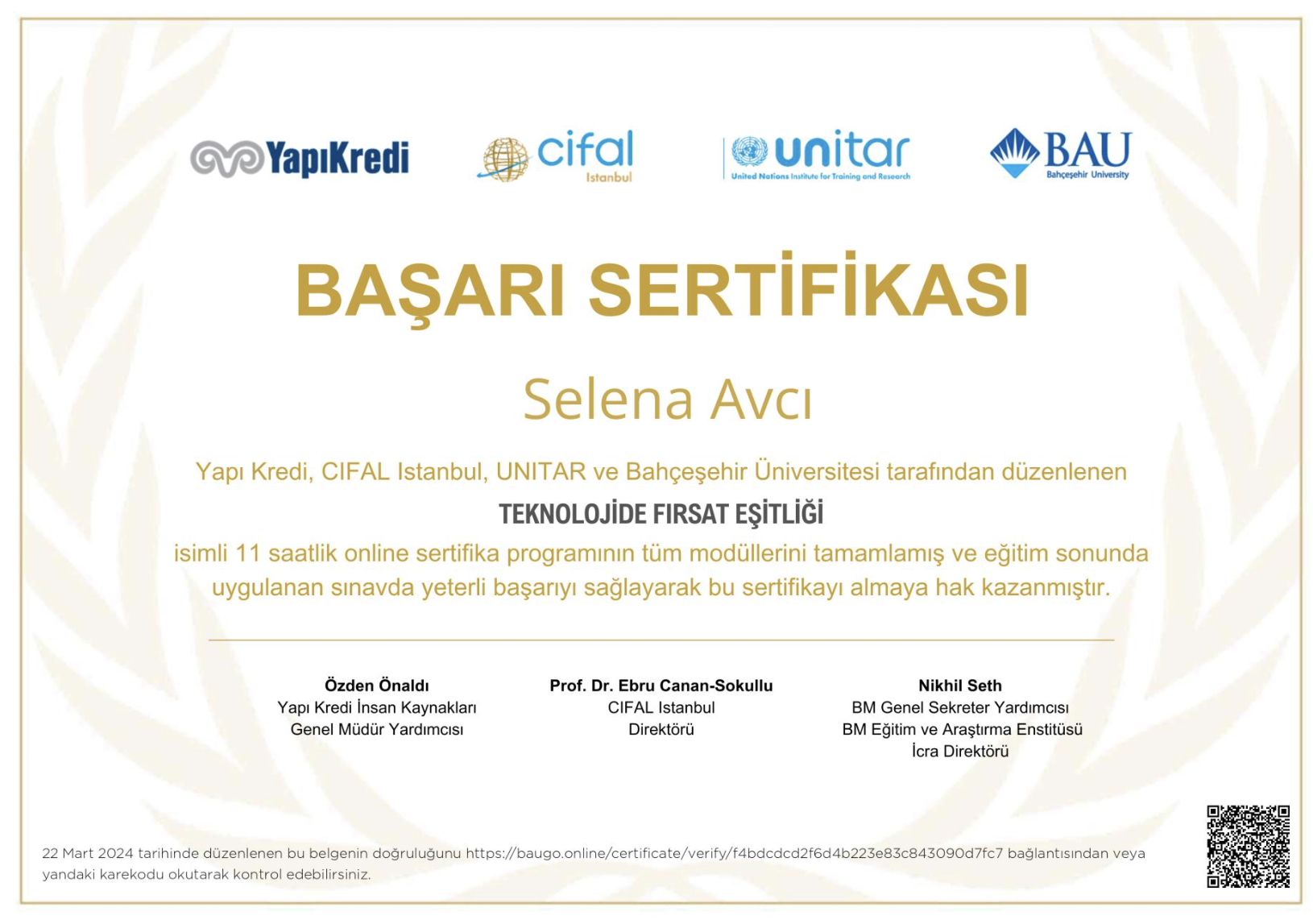 Technology Equal Opportunity certificate