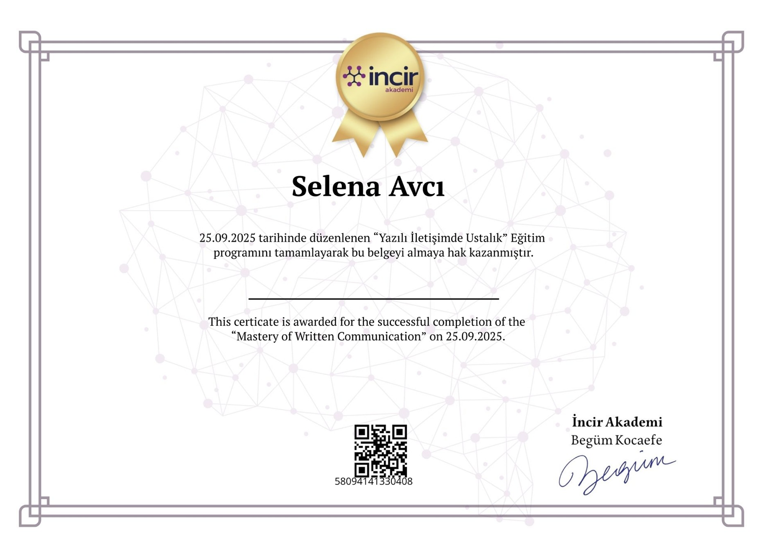Written Communication certificate